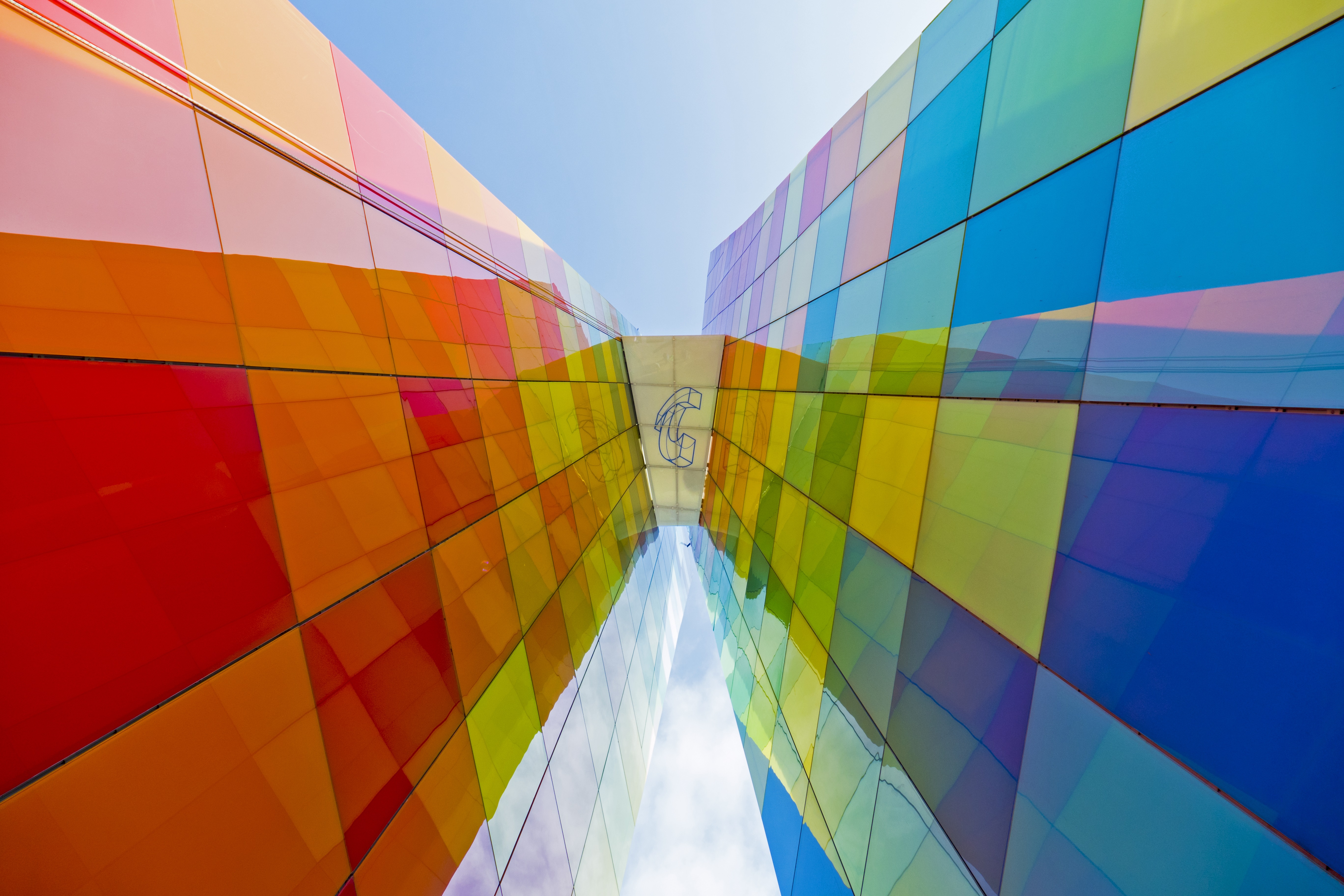 La Ventana al Mundo with multi-colored glass exterior