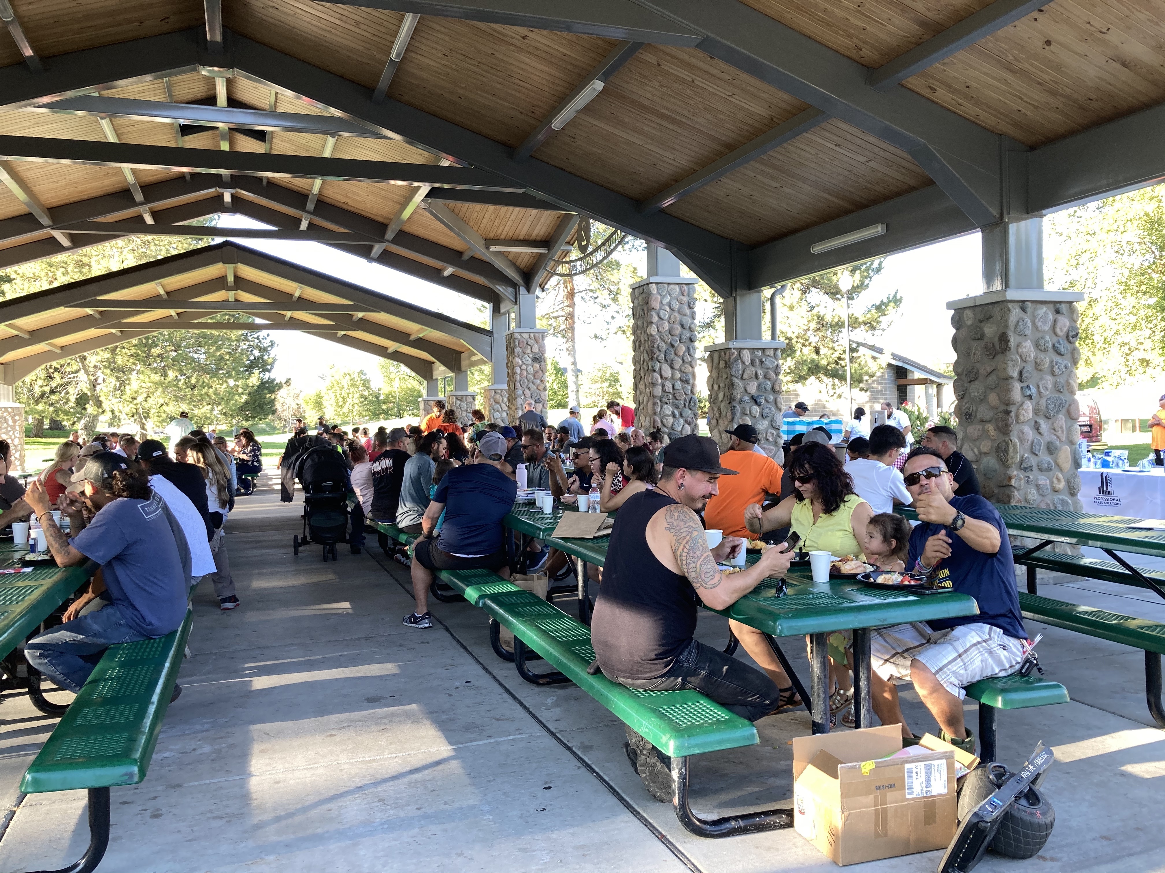 BBQ guests at picnic shelter