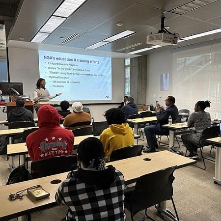 NGA's Alicia Hamilton speaks with Prairie View A&M students