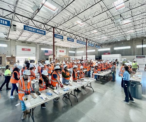 students learn to cut glass at Camp NAWIC 2023