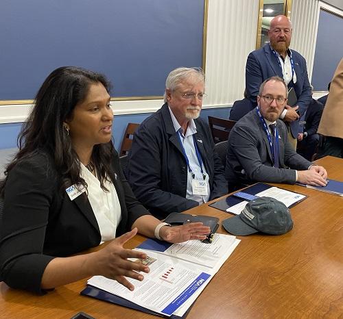 Urmilla Sowell, Thom Zaremba and Rob Carlson speak to legislators at Advocacy Days